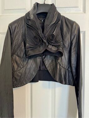 BCBGMAXAZRIA cropped leather jacket